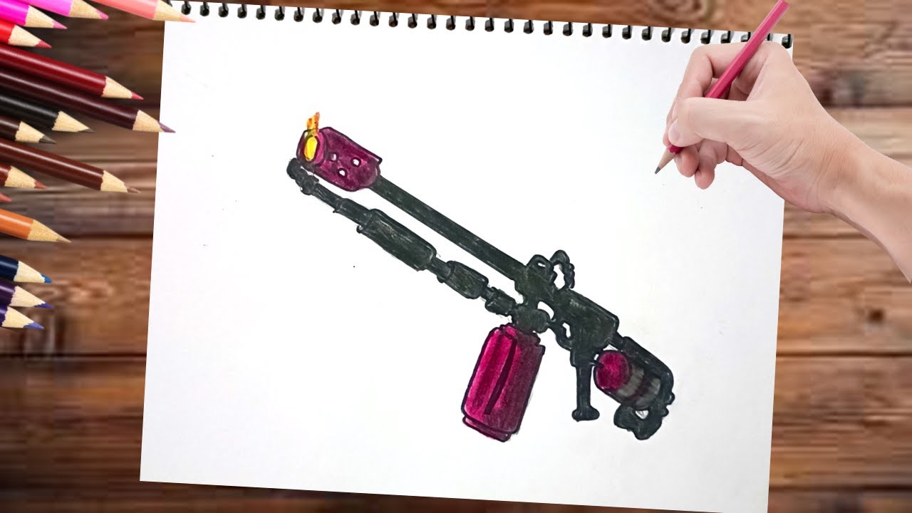How to draw Roblox Rivals Flamethrower weapon step by step