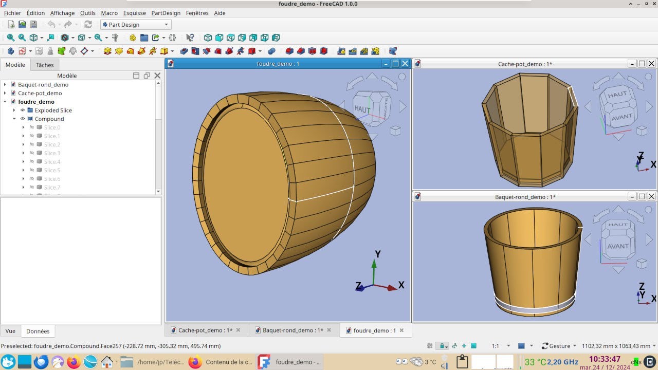 FreeCAD 1.0 : Modélisation d'un foudre (tonneau ovale)