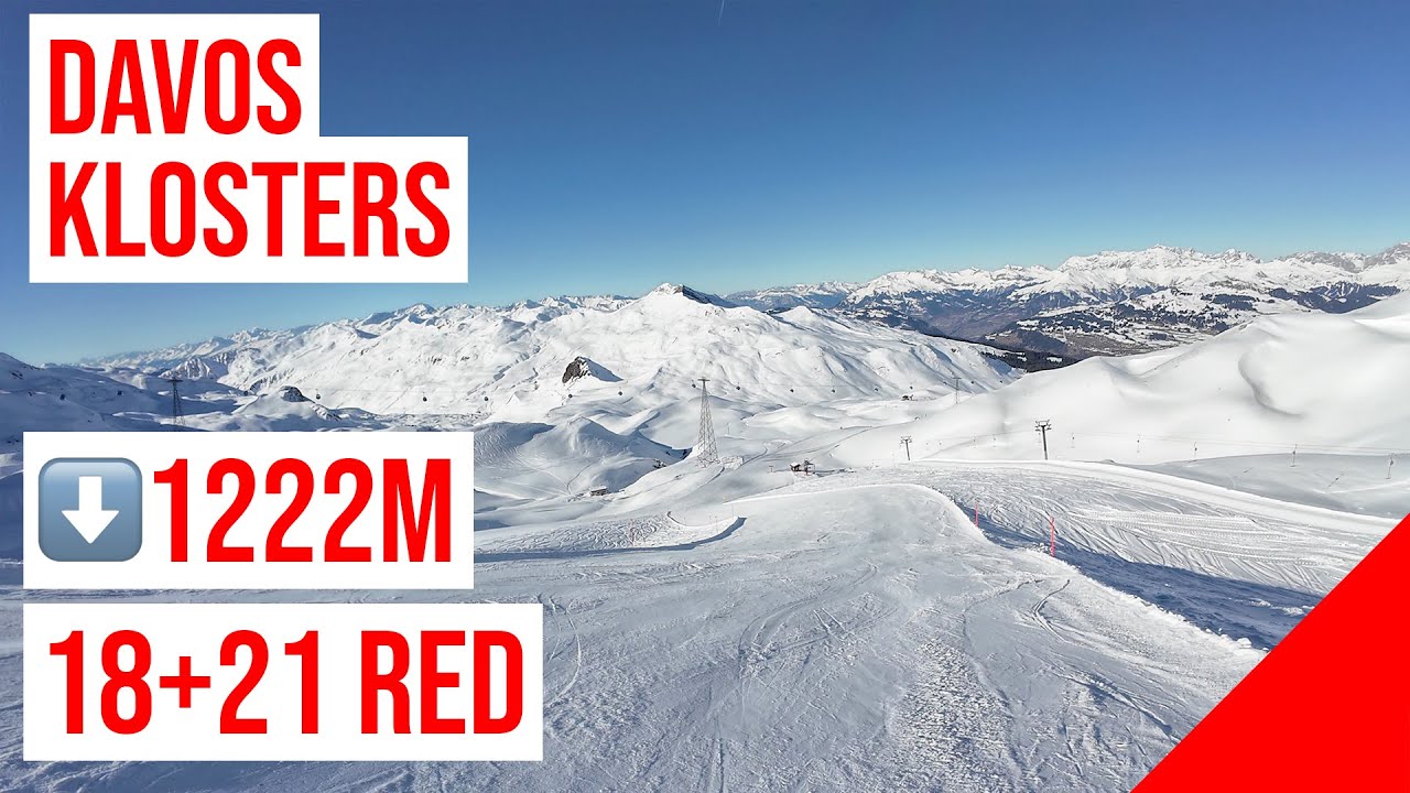 Davos Klosters (Parsenn), 18+21 🔴 RED - ROT (Valley Run - Talabfahrt, 1222m Descent) #1 🇨🇭
