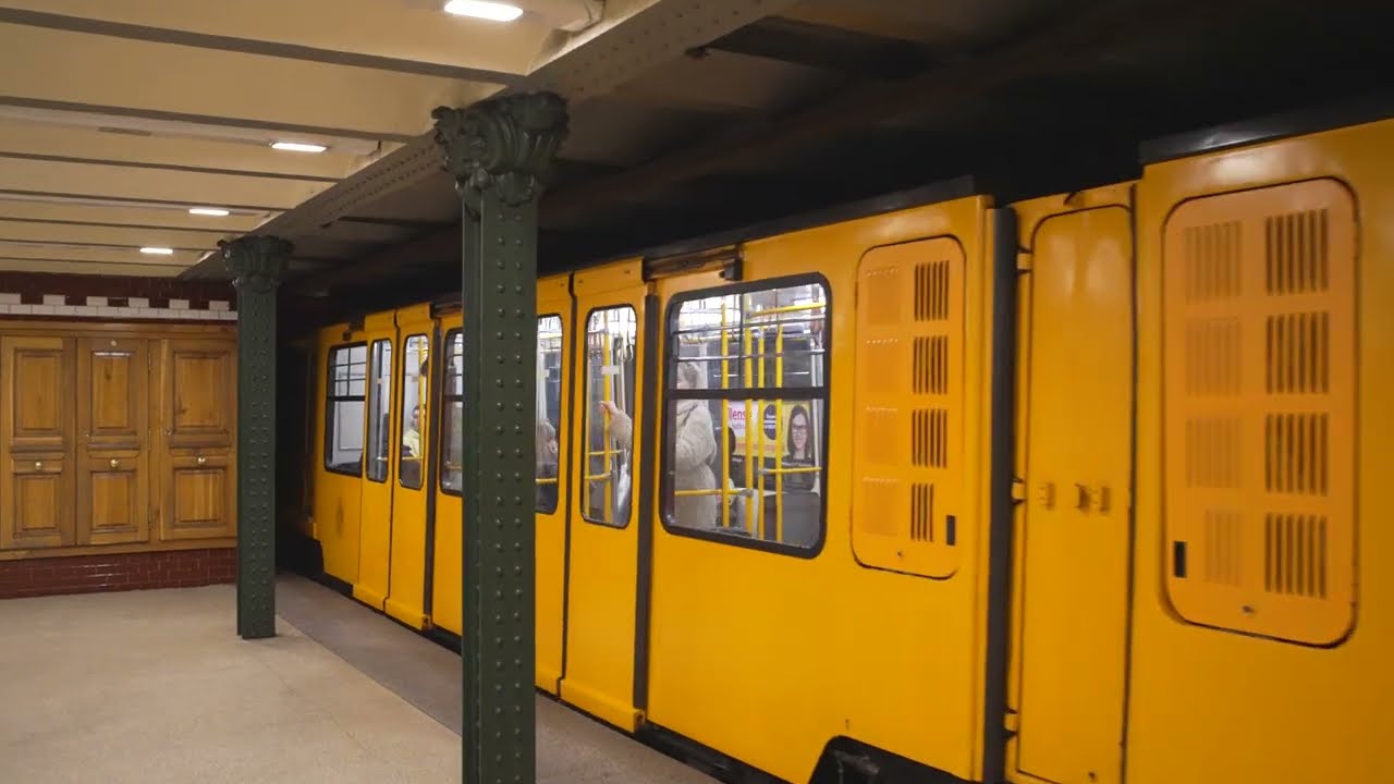Hungary, Budapest, Metro ride from Hősök tere to Széchenyi fürdő