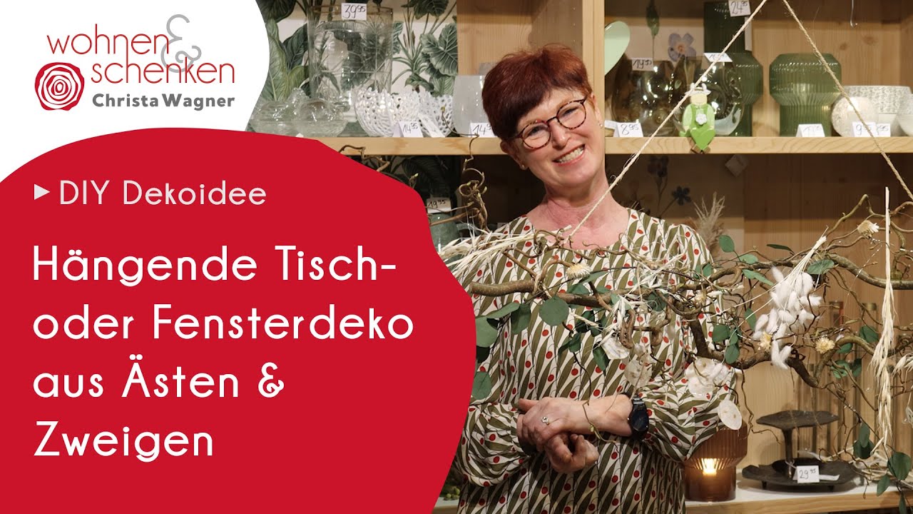 Hängende Tisch- oder Fensterdeko aus Ästen & Zweigen | DIY Dekoidee von Wohnen & Schenken