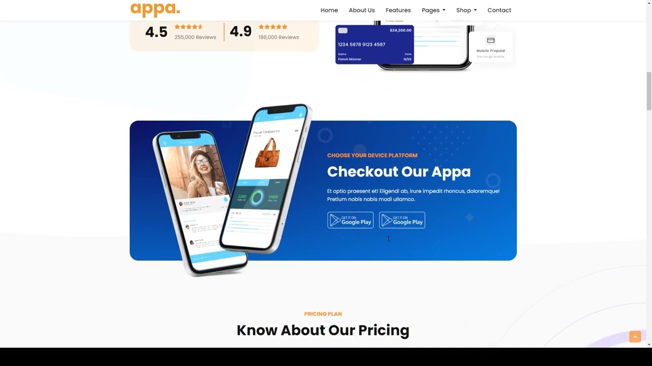 Appa - Mobile App Landing Page Template 12 app website