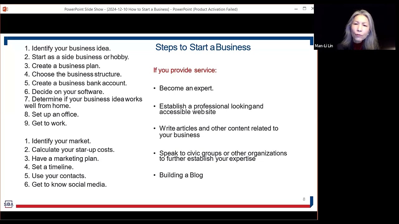 WEBINAR: Ten Steps to Start Your Business