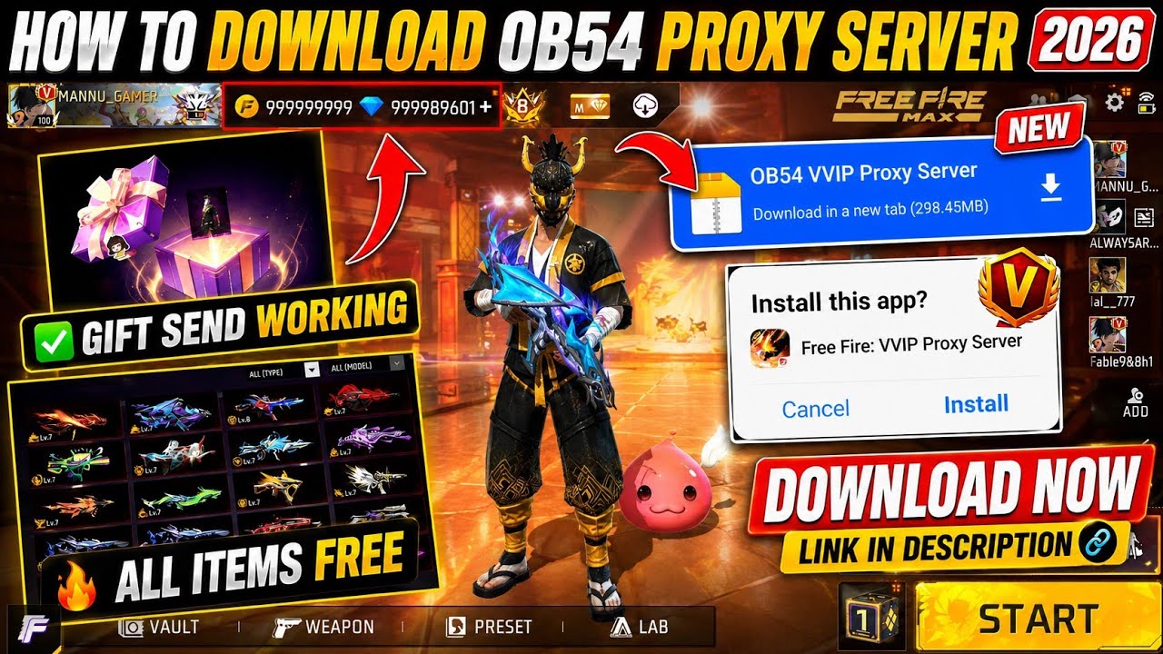 How To Download Proxy Server 💯😱🔥, proxy Server Free Fire Kaise Download Karen, Ob54 Proxy Server ff