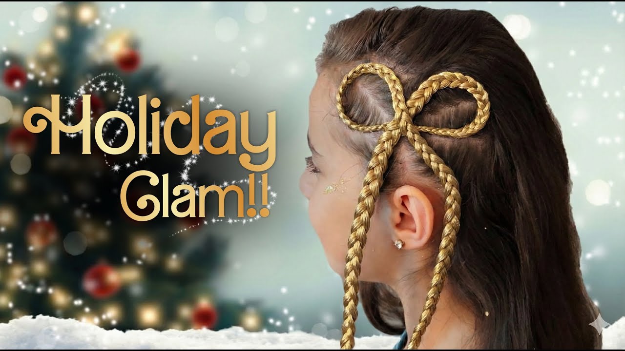 The Cutest Bow Braid Hairstyle Ever | Christmas Hairstyle