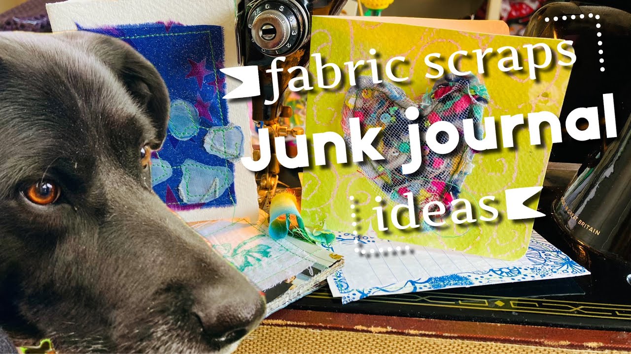 art journal #junkjournal ideas reuse fabric scraps #gentlejournaling greeting cards 🩵