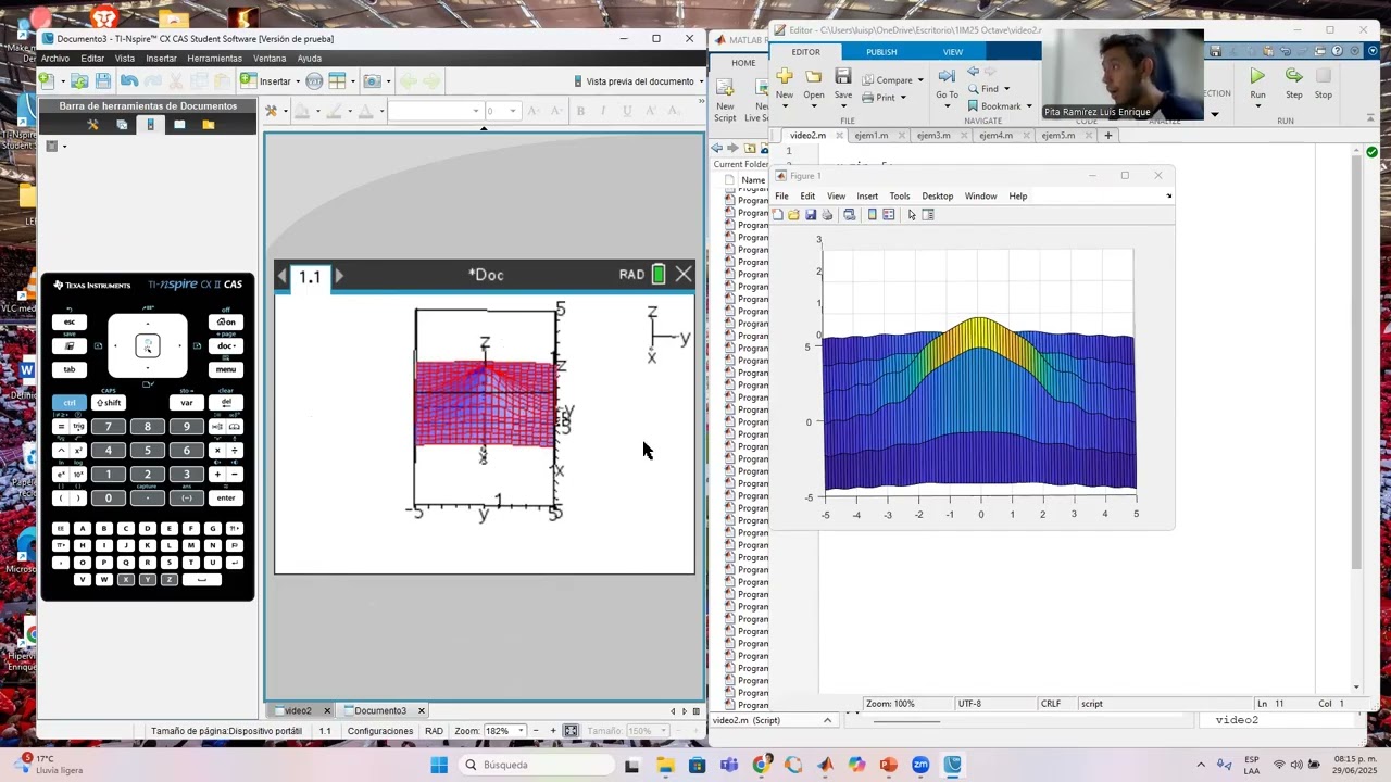 Ti-Nspire™CX-CAS//Gráficas 3D Texas vs Matlab//Luis Enrique