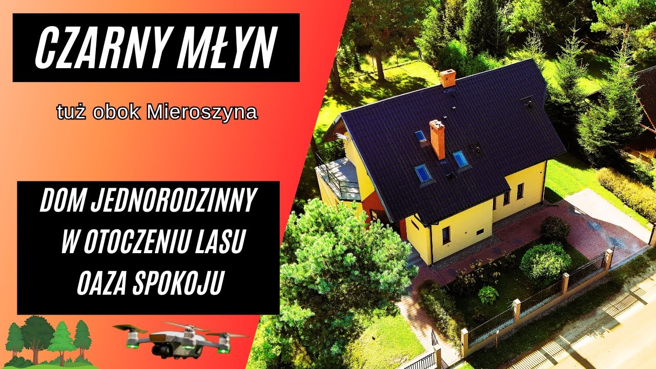 CZARNY MŁYN /k. Mieroszyna -  dom w otoczeniu lasu - lot dronem