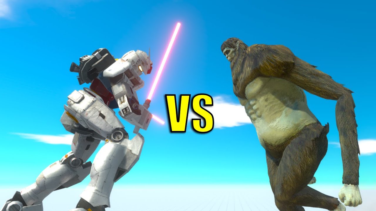 Gundam RX-78 vs titans & monsters animal revolt battle simulator