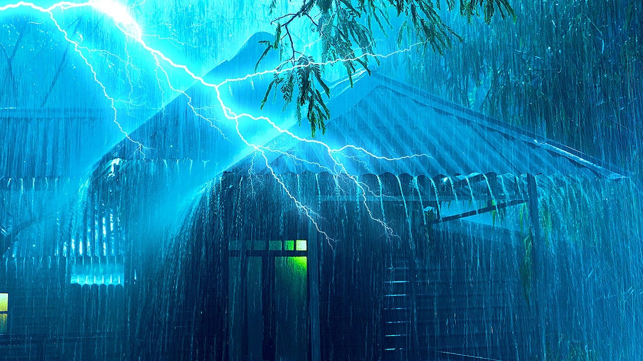 Duerme ya con lluvia fría intensa y truenos profundos de noche| Ruido de lluvia para conciliar sueño