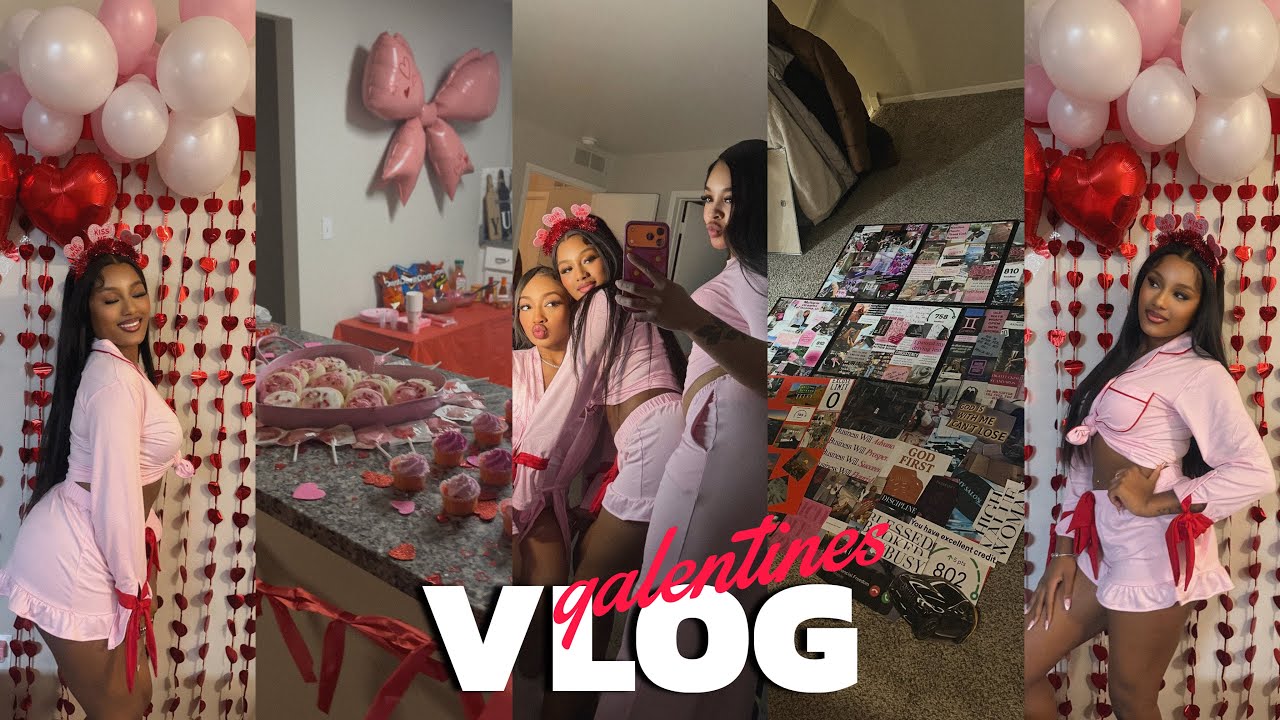 VLOG: hosted my first GALENTINES + VISION BOARD party! 