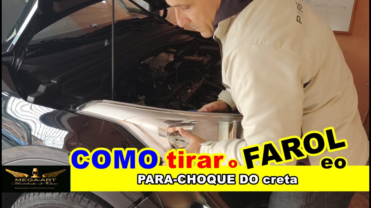 COMO tirar o FAROL e o PARA-CHOQUE do CRETA, hyundai, CURSO martelinho DE OURO, funilaria e PINTURA