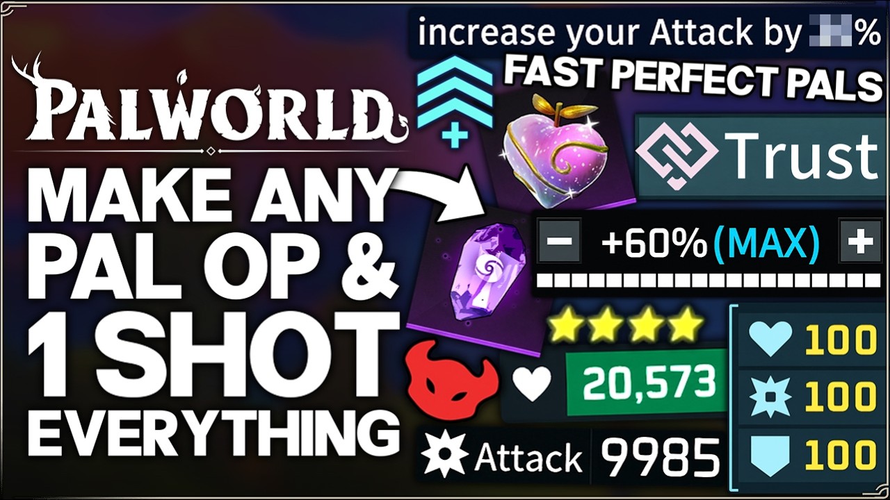 Palworld 1.0 - How to Make ANY Pal 1 Shot EVERYTHING - Easy PERFECT Pals & Best Build Power Guide!