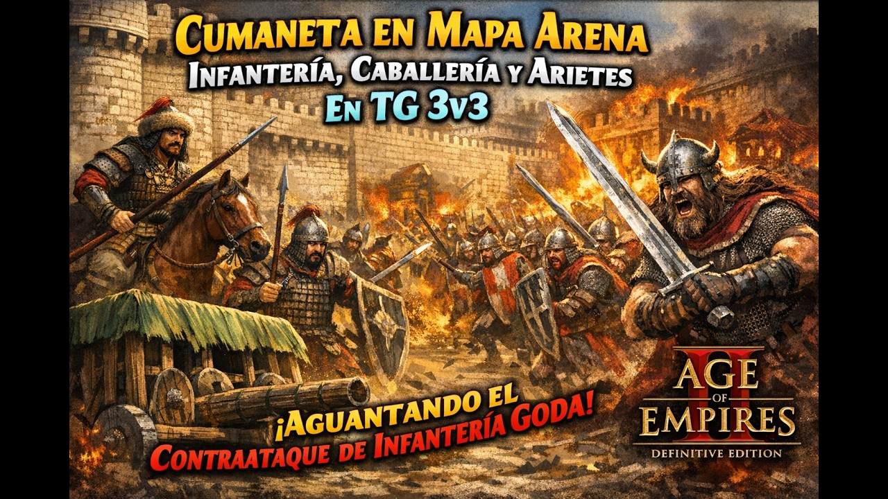 Age Of Empires 2 Multiplayer Gameplay Partida Ranked 3v3 Mapa Arena Jugar a ganar con Cumanos