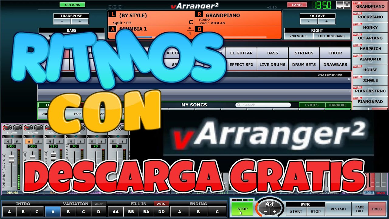 vArranger2 GRATIS. Ritmos Style desde tu COMPUTADORA