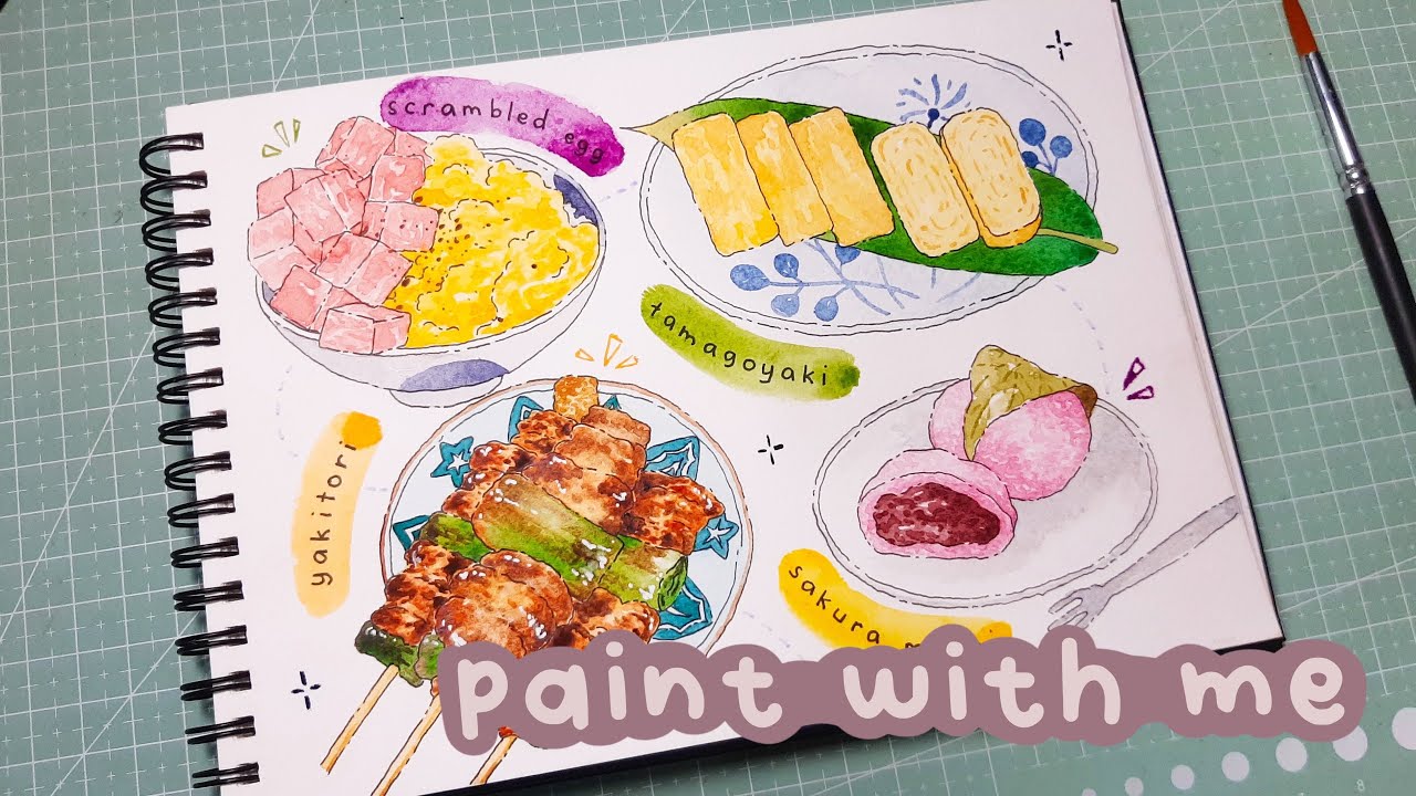 Painting Japanese Food in Watercolor | Food Illustration | Chill Art Vlog | Paint with Me