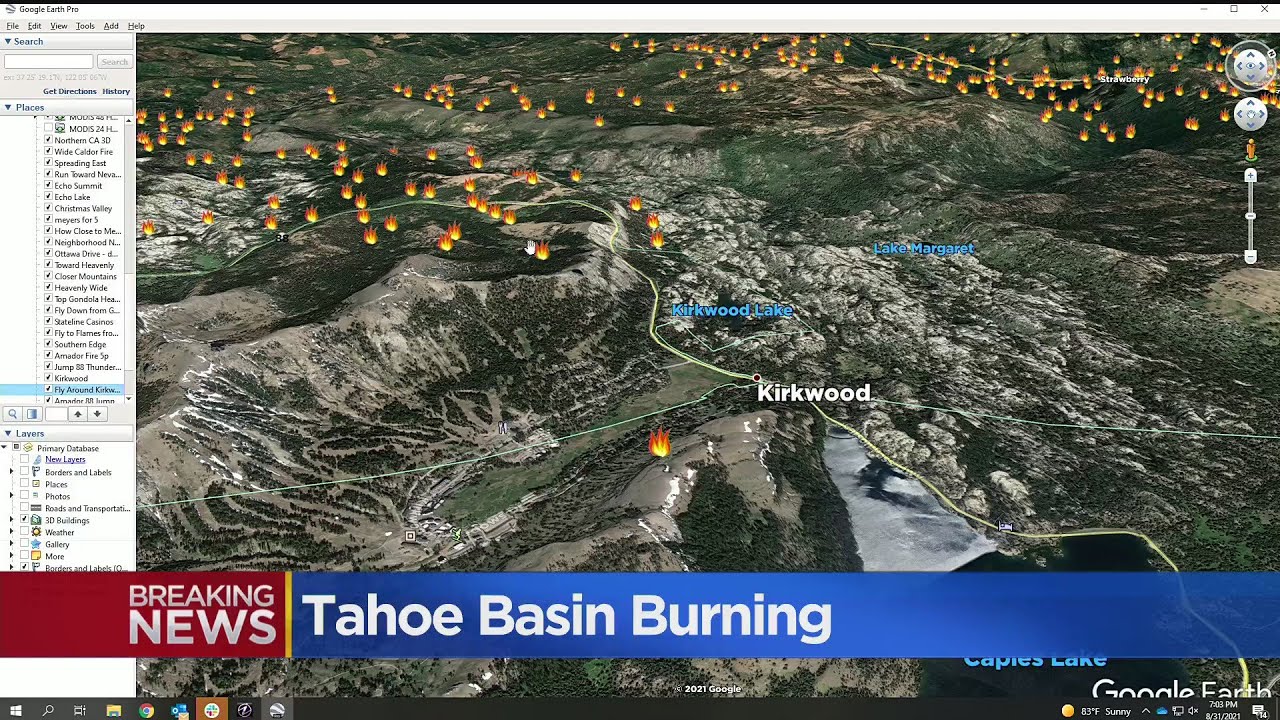 Caldor Fire 7 p.m. Update: Spot Fire Detected At Kirkwood