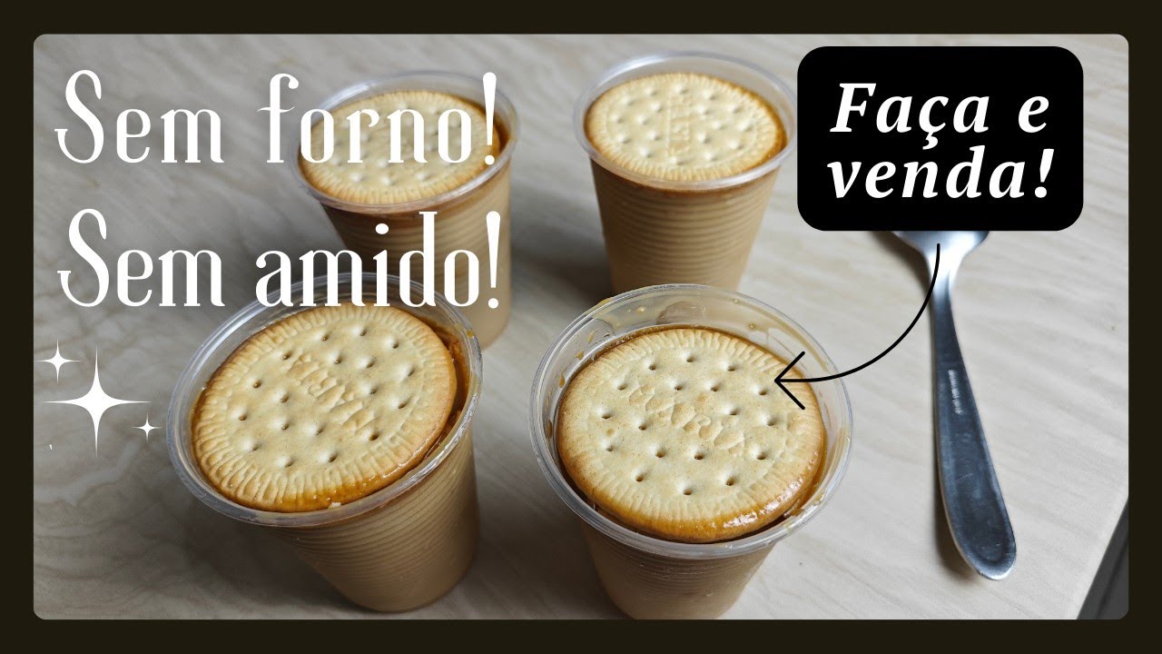 Receita de sobremesa gelada de biscoito Maria! Sem forno! Sem amido de milho! Rápido e delicioso!