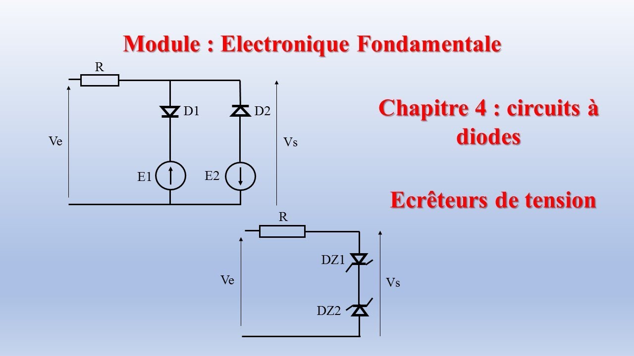 Electronique Fondamentale, circuits à diodes, deux circuits écrêteurs, exercice corrigé.