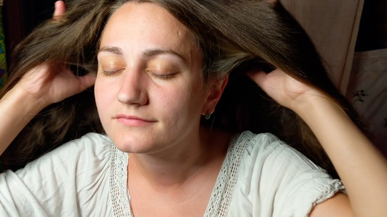 ASMR massage Real Rapunzel Dobromira | Brushing, scratching,massage - real person no talking