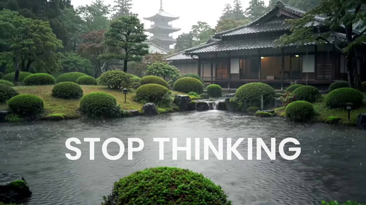 12 Hours Ultimate Zen Heavy Rain in Ancient Japanese Garden to Stop Overthinking and Relax Now ⛩️