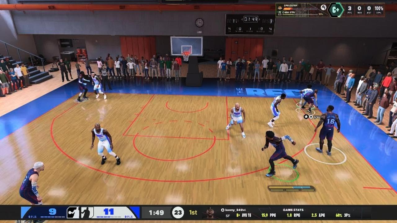 NBA 2K26. 6'11 C Joel Embiid Board-Hunting Rim Runner Build. Squad Up Rec Gameplay Highlights.