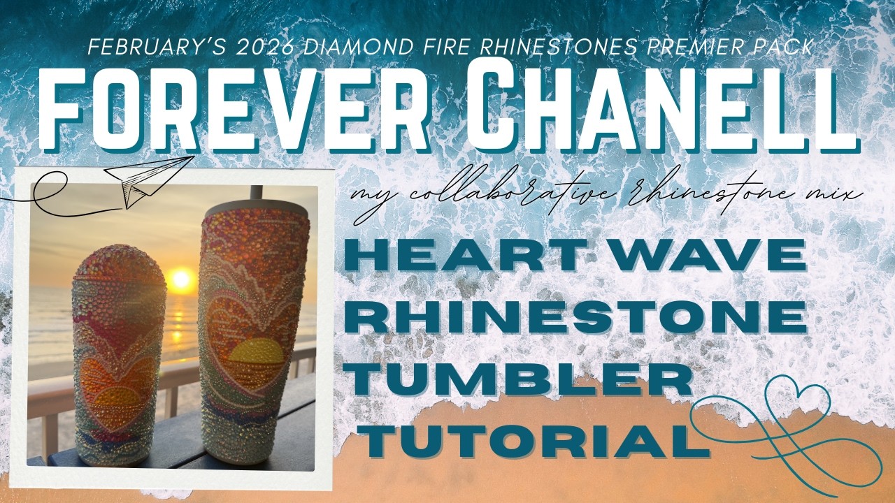 My Collab Rhinestone Mix w/ Diamond Fire Rhinestones! Forever Chanell Heart Wave Rhinestone Tumbler