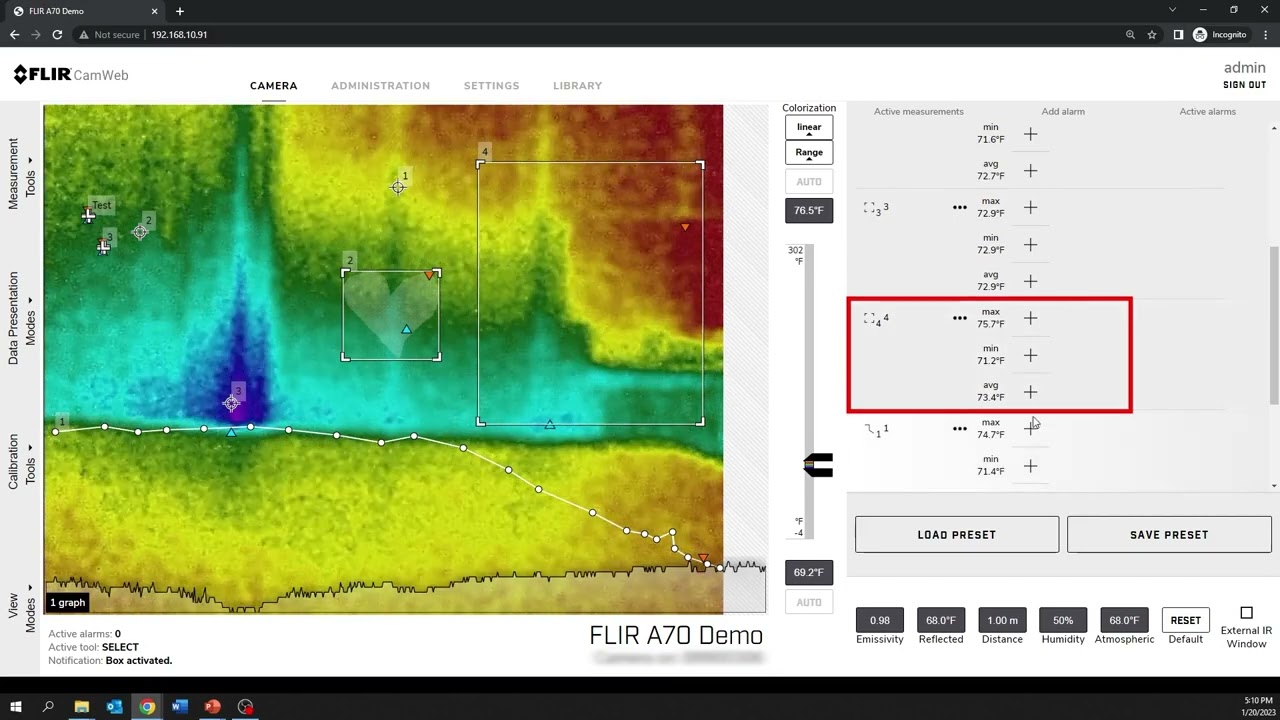 FLIR Camera Interface: Measurement Tools (A50/A70/A400/A700)