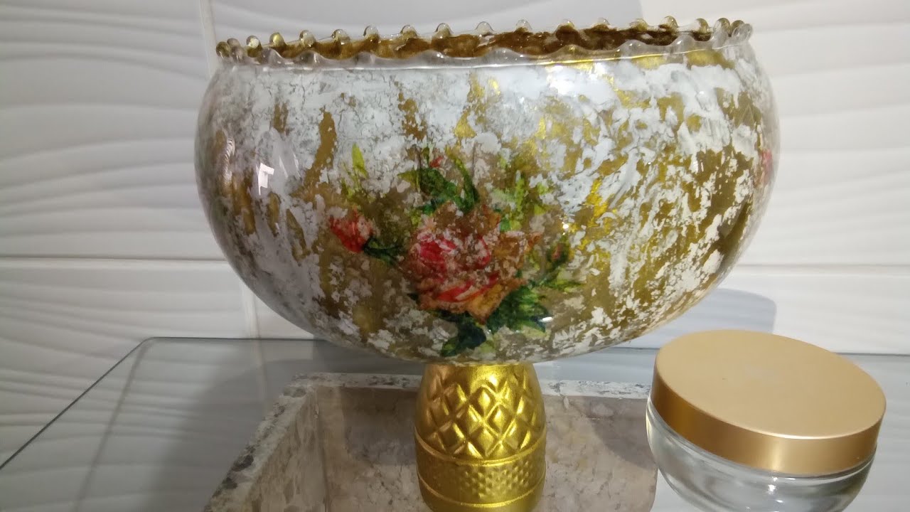 COMO FAZER VASO DECORATIVO COM DECOUPAGE INVERTIDA E CRAQUELÊ/By Socorro Rodrigues