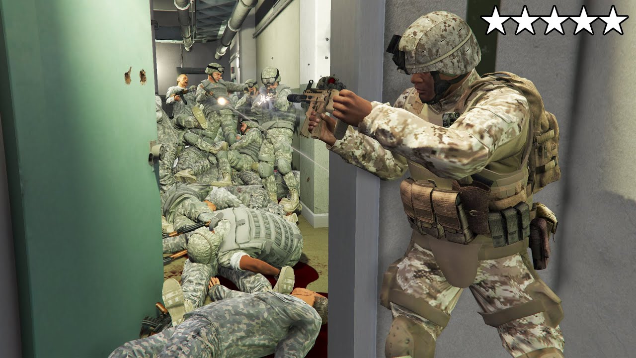 GTA 5 - ARMY Franklin VS Military Base! (Five Star War)