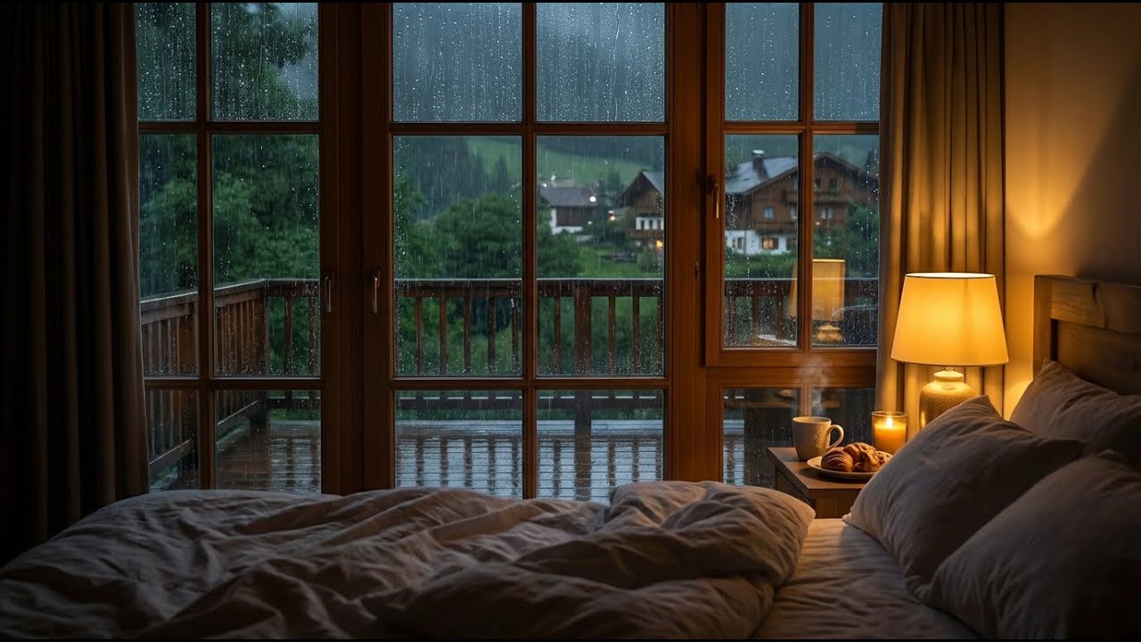 Softest Healing: Felt Piano & Rain Sounds - Warm Lamp and Rainy Window View to End Fear. 🏠