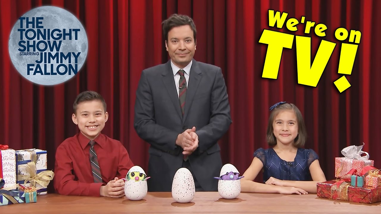 JIMMY FALLON SMASHES MY HATCHIMALS!!! Evan & Jillian on The Tonight Show!