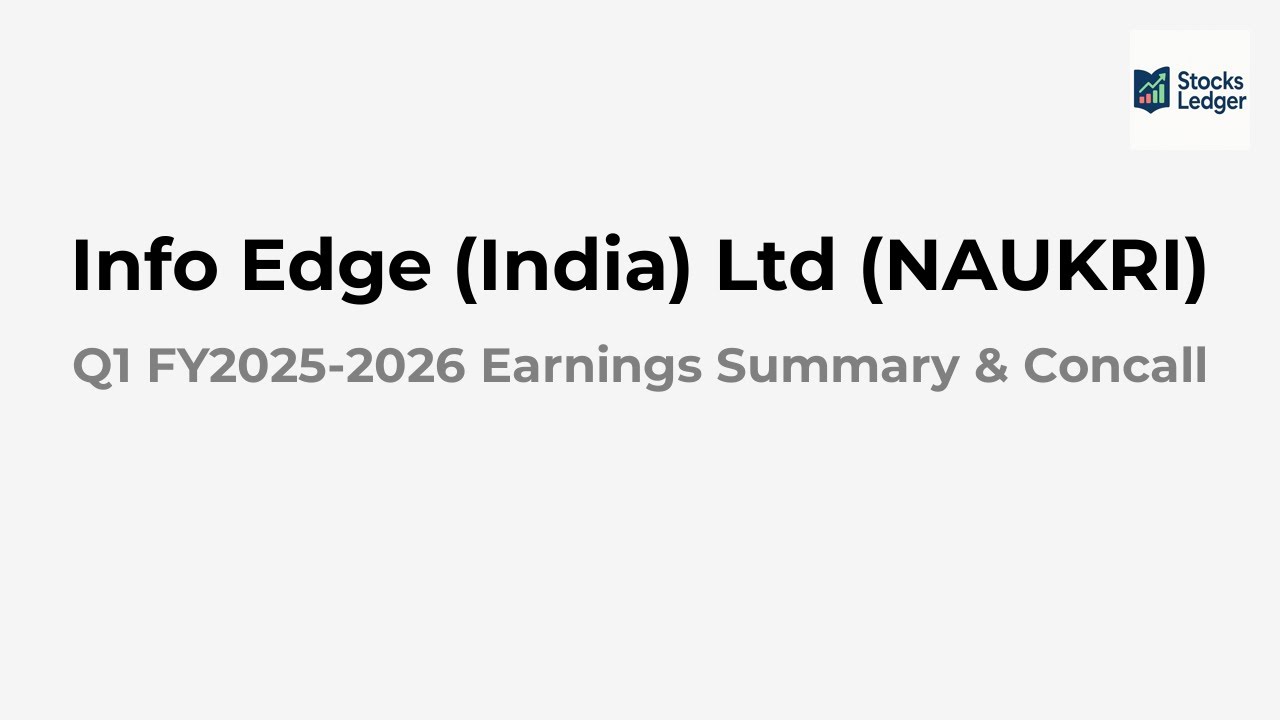 Info Edge (India) Ltd (NAUKRI) Earnings Conference call for Q1 FY2025-2026