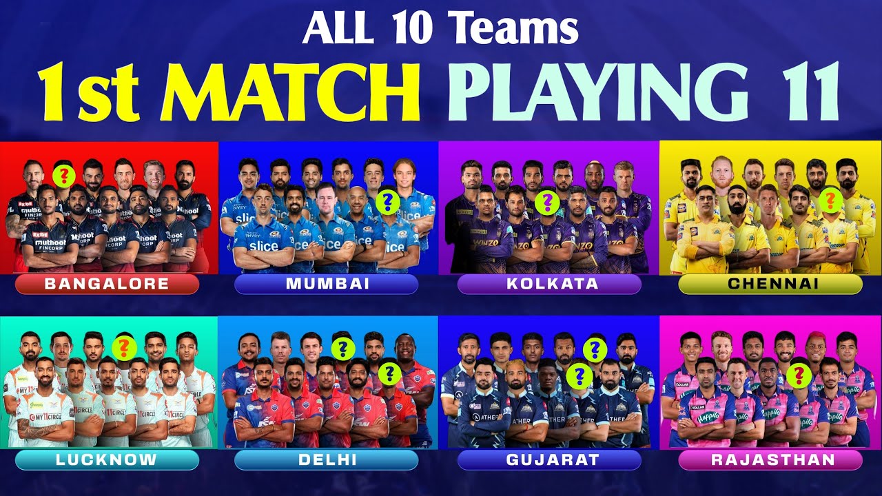 IPL 2023 - 1st Match Playing 11 Of All 10 Teams | CSK vs GT | RCB vs MI | SRH vs RR | PBKS vs KKR
