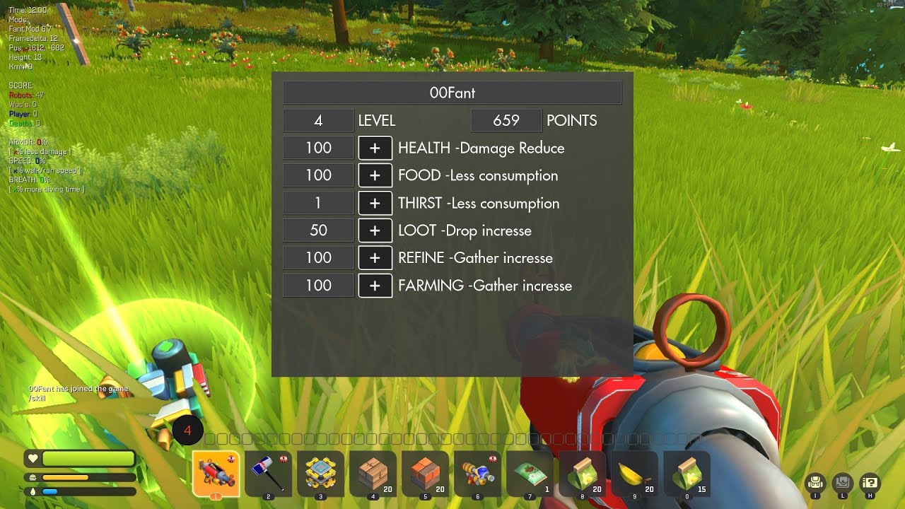 Выживание в Scrap Mechanic | Fant Mod 8.71 — УРОВЕНЬ И НАВЫКИ