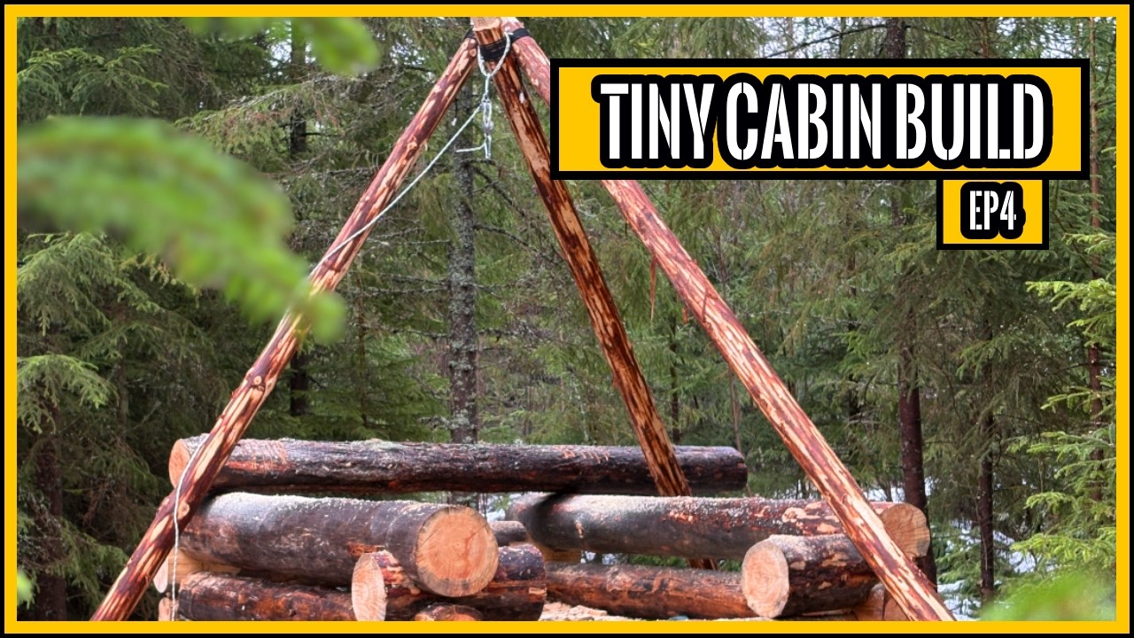 Lifting Logs With A Block And Tackle Tripod | Swedish Log Cabin ep#4