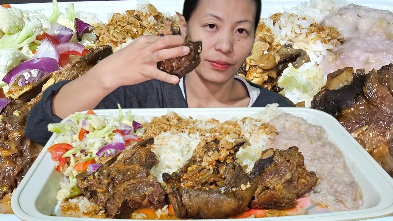 Smoked Pork With Axone | Yam Curry | Salad | Naga Mukbang 