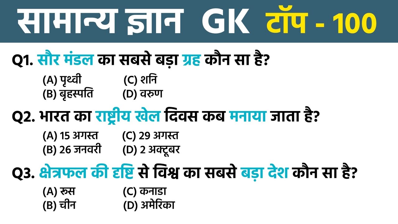 सामान्य ज्ञान | General Knowledge | Top GK Questions in Hindi 