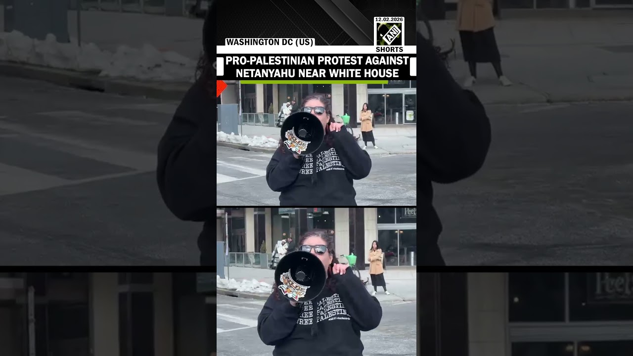 A group of pro-Palestinian protesters stages protest against Israel&rsquo;s Netanyahu near White House