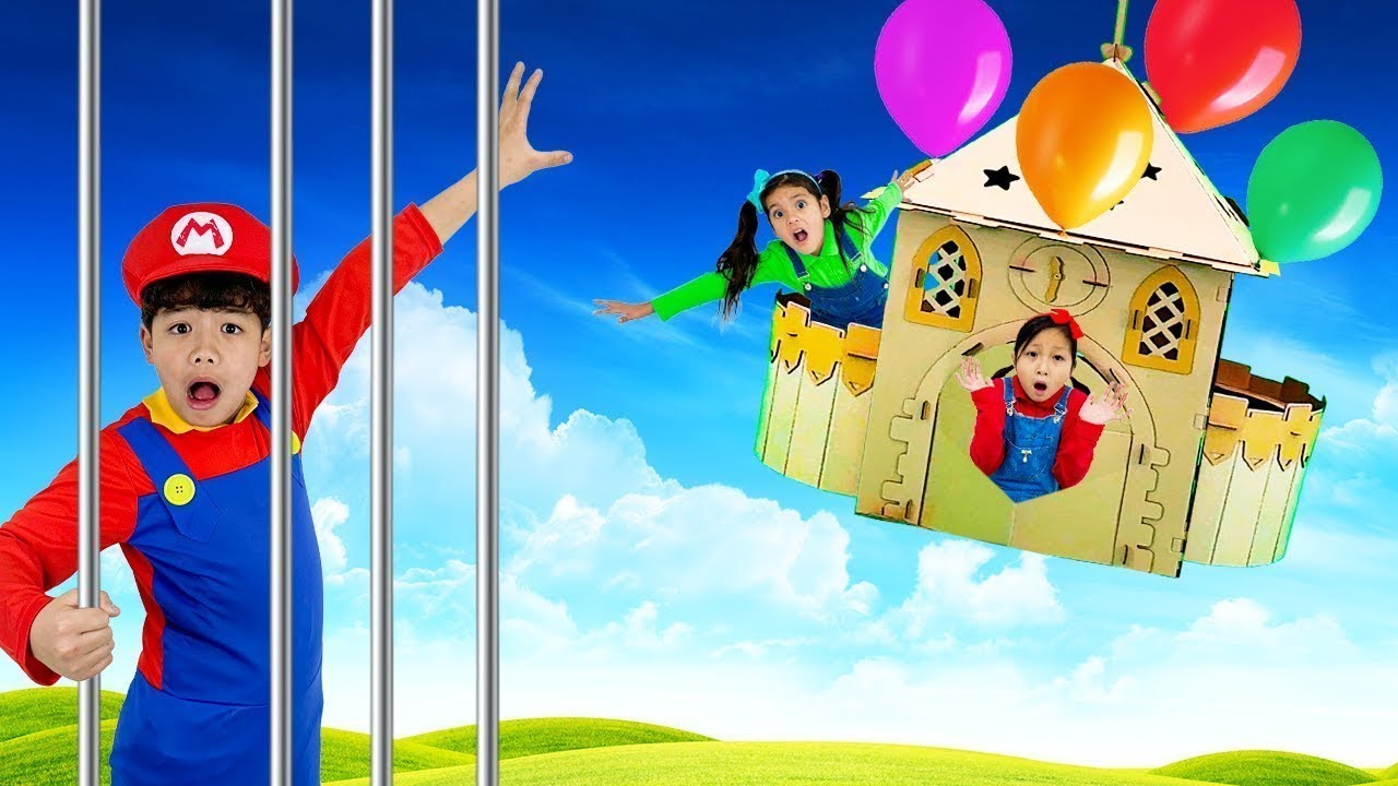 Ellie y Eric en la Aventura de Casa de Globos Con Dinosaurios y Aventura Rescate🎈🦖🚀