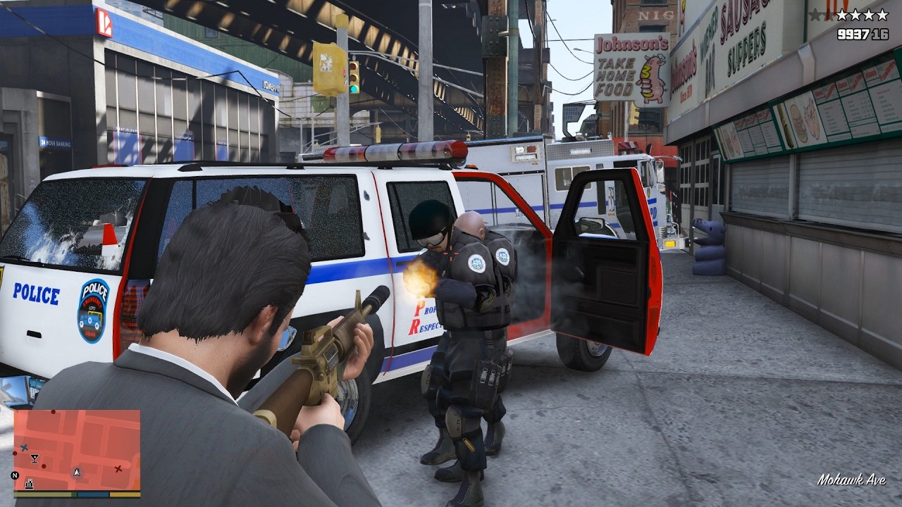 GTA 5 Liberty City - Police Shootout + 10 Star Wanted Level Escape [R.D.E. 4.1.3 90s config]