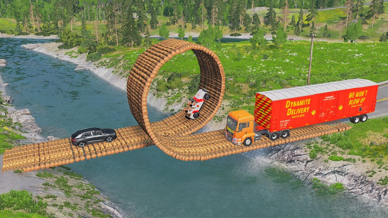 Cars vs Impossible Loop Bridge SHUN01 - Crazy Vehicle Jumping And Crashing PTA - BeamNG.Drive