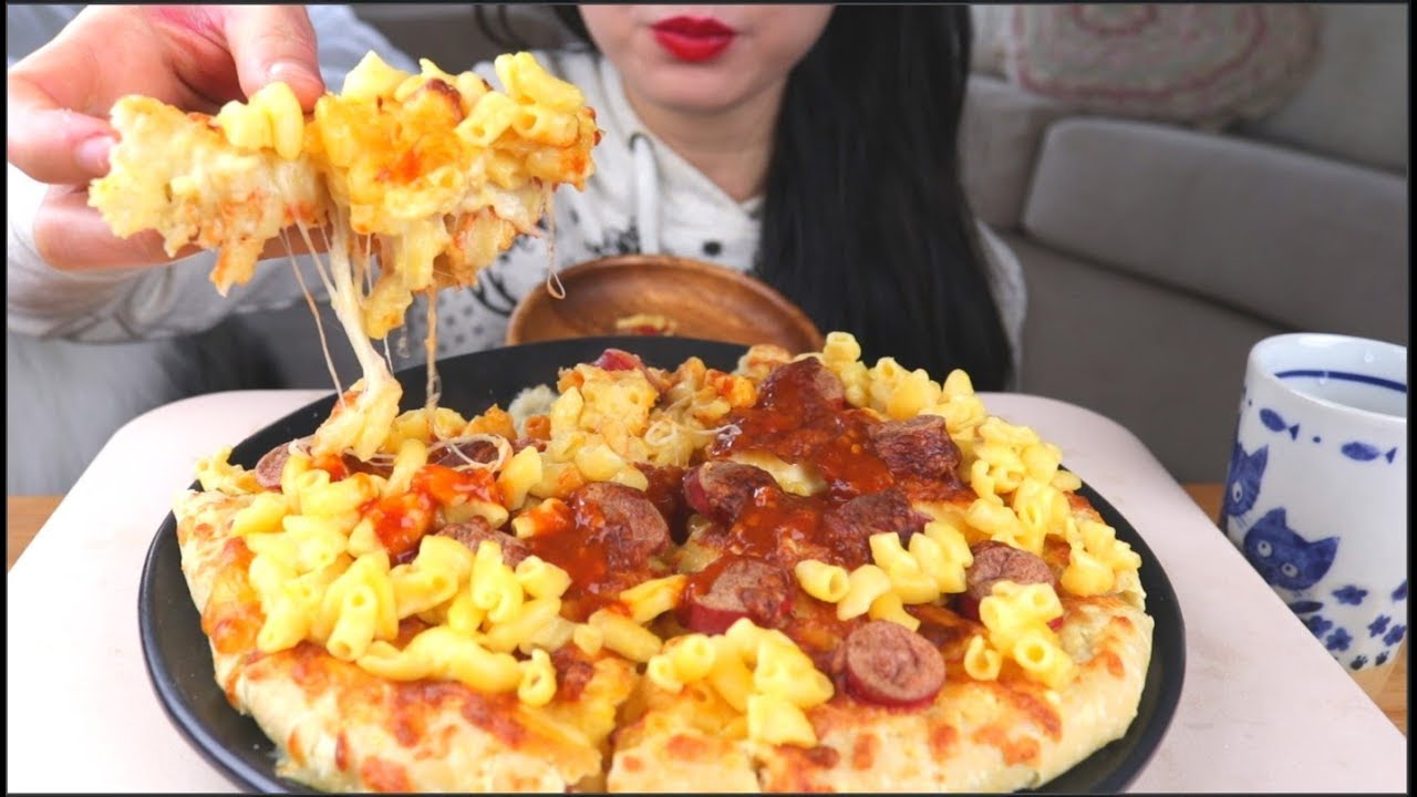 ASMR MAC & CHEESE PIZZA | EATING SOUNDS | NO TALKING