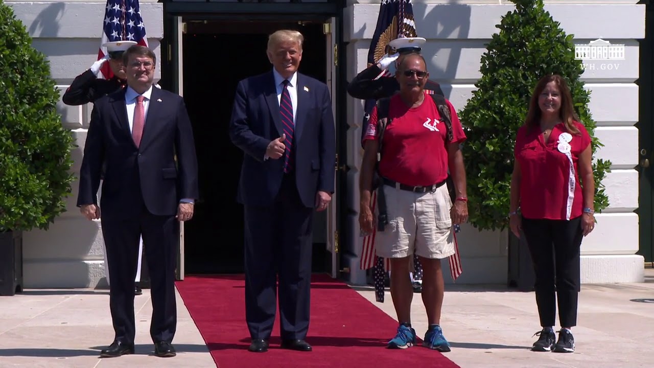 President Trump Participates in a Greeting with the Walking Marine, Terry Sharpe