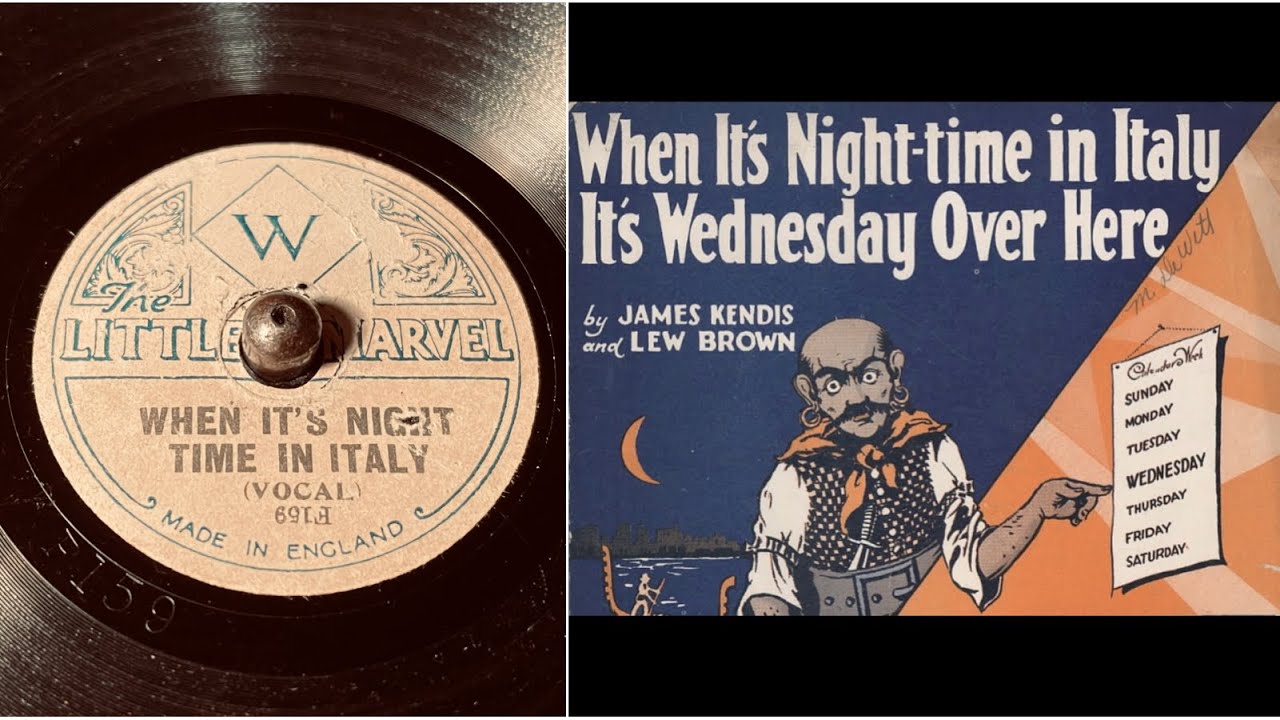 Unknown artist with vocals - When It&rsquo;s Night Time In Italy - 78 rpm - The Little Marvel - 1923