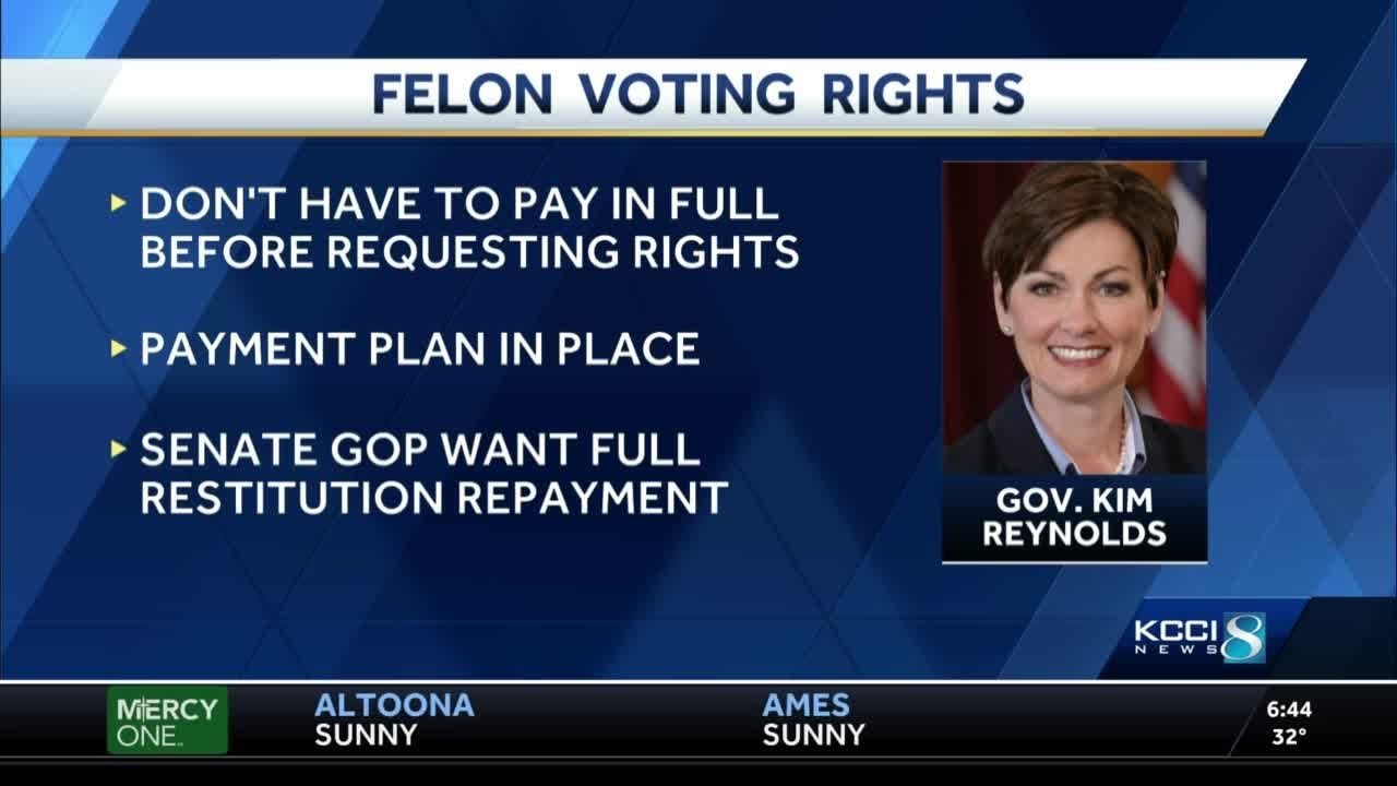Iowa bill ties restitution payment to felon voting right