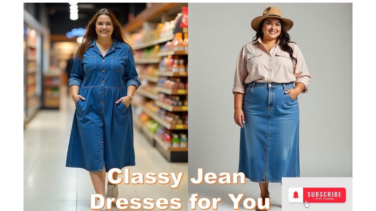 Stylish Modest Denim Dresses for Plus-Size Mature Women |2025 Elegant Outfit Ideas