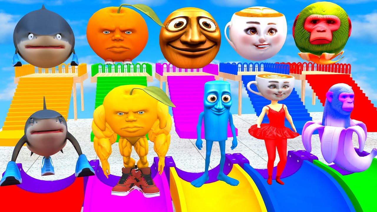 Long Slide Game With Cow Elephant Gorilla Hippopotamus Tiger 3d Animal Game Funny 3d Animals