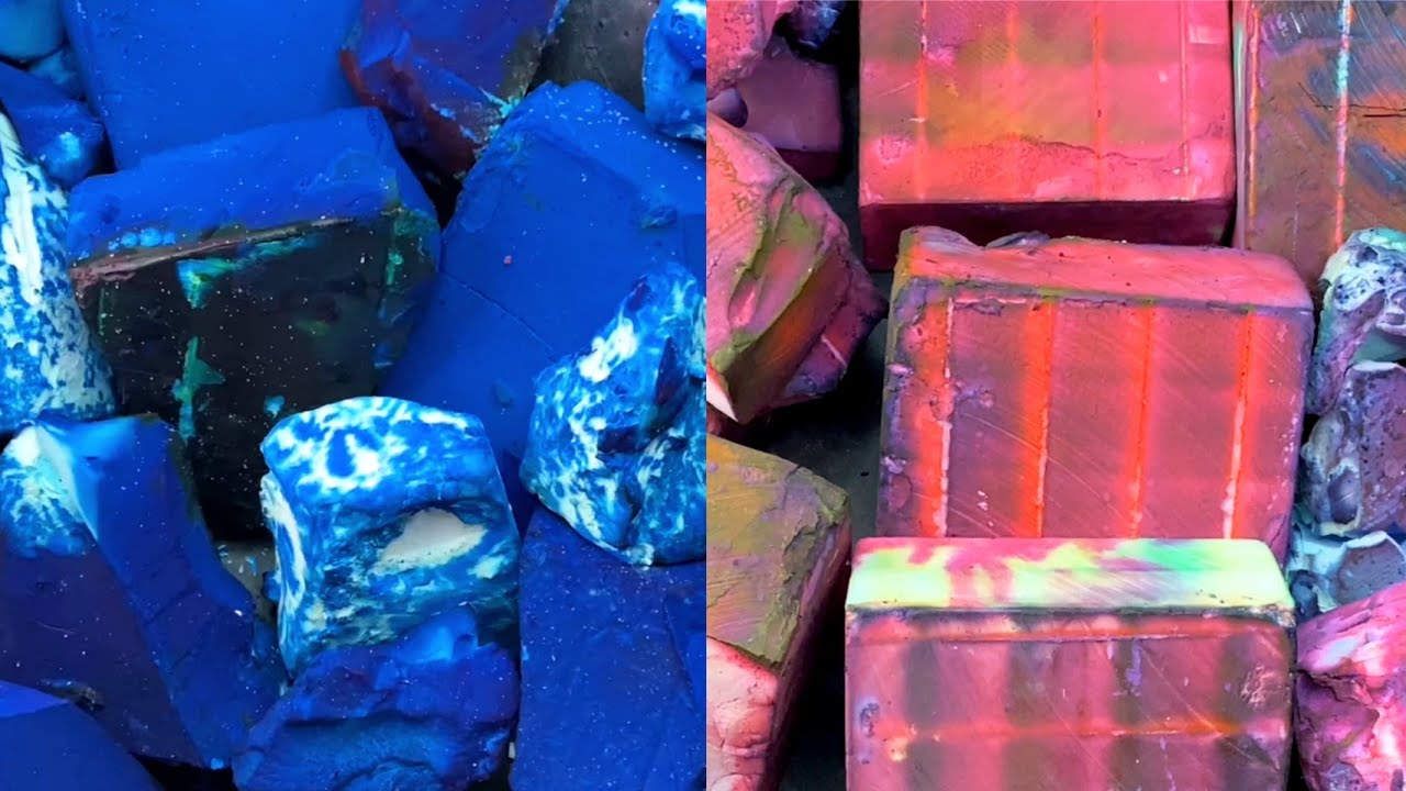 40+ Dyed & Powdery Blocks of Chalkness Monster Gym Chalk | Non Stop Crushing | Oddly Satisfying ASMR