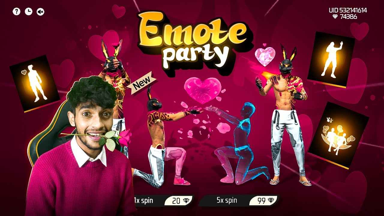 VALENTINE EMOTE PARTY 💖 Free Fire Max